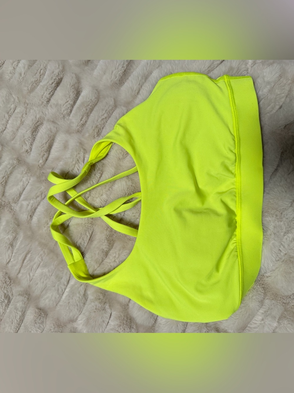 Neon Yellow Strappy Sports Bra -